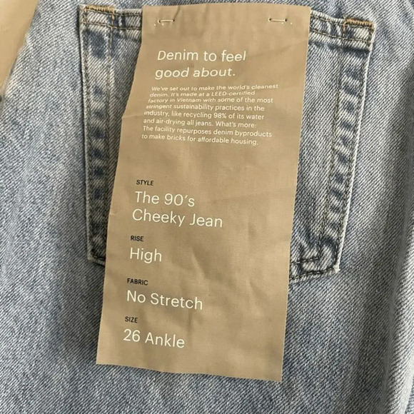 Everlane The 90's Cheeky Jean Women's 26‎ Crop Light Blue Wash High Rise NWT - Picture 4 of 5